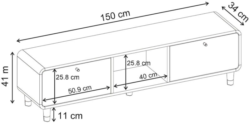 Έπιπλο τηλεόρασης Doro χρώμα sepet oak 150x34x41εκ.