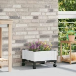 vidaXL Κήπος Γλαστράκι με Ροδάκια Λευκό 40 x 40 x 33 cm PP
