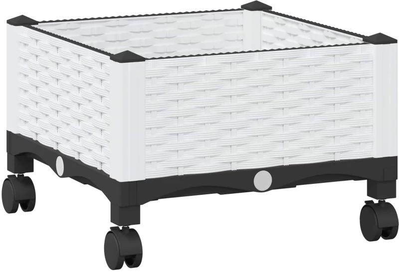vidaXL Κήπος Γλαστράκι με Ροδάκια Λευκό 40 x 40 x 33 cm PP