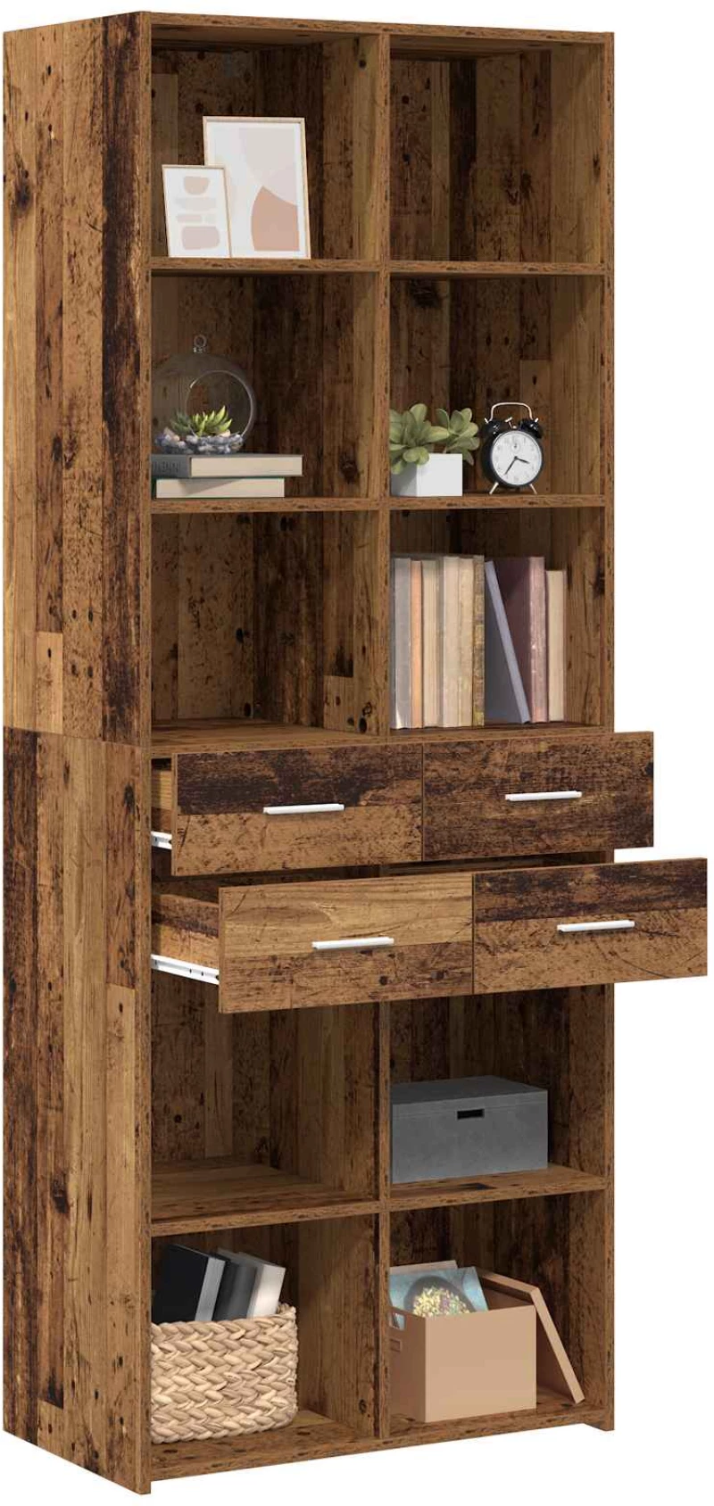 vidaXL Βιβλιοθήκη Παλαιωμένο ξύλο 30 x 42.4 x 185.2 εκ.