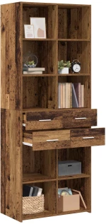 vidaXL Βιβλιοθήκη Παλαιωμένο ξύλο 30 x 42.4 x 185.2 εκ.