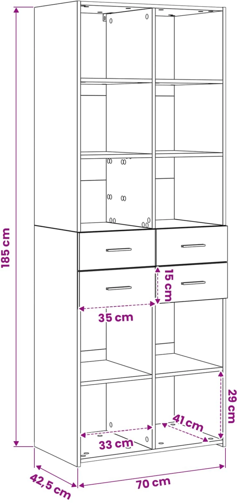 vidaXL Βιβλιοθήκη Παλαιωμένο ξύλο 30 x 42.4 x 185.2 εκ.