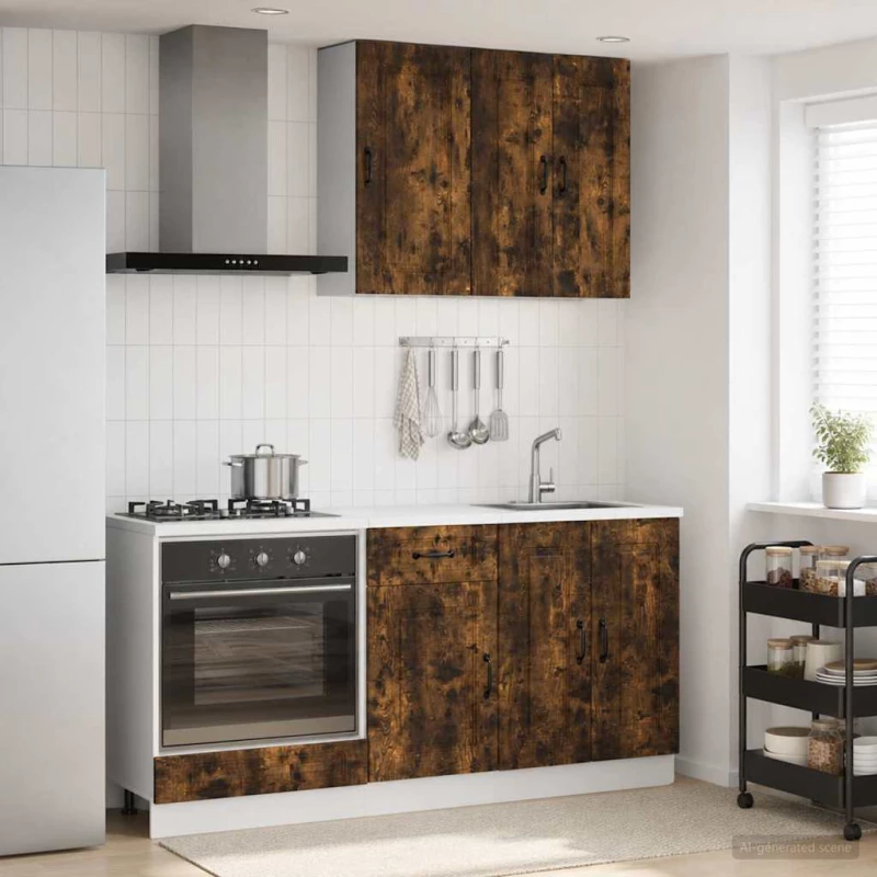 vidaXL Μονάδα κουζίνας KALMAR 5 pcs Καπνισμένο Ξύλο Δρυός