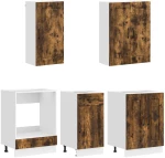vidaXL Μονάδα κουζίνας KALMAR 5 pcs Καπνισμένο Ξύλο Δρυός