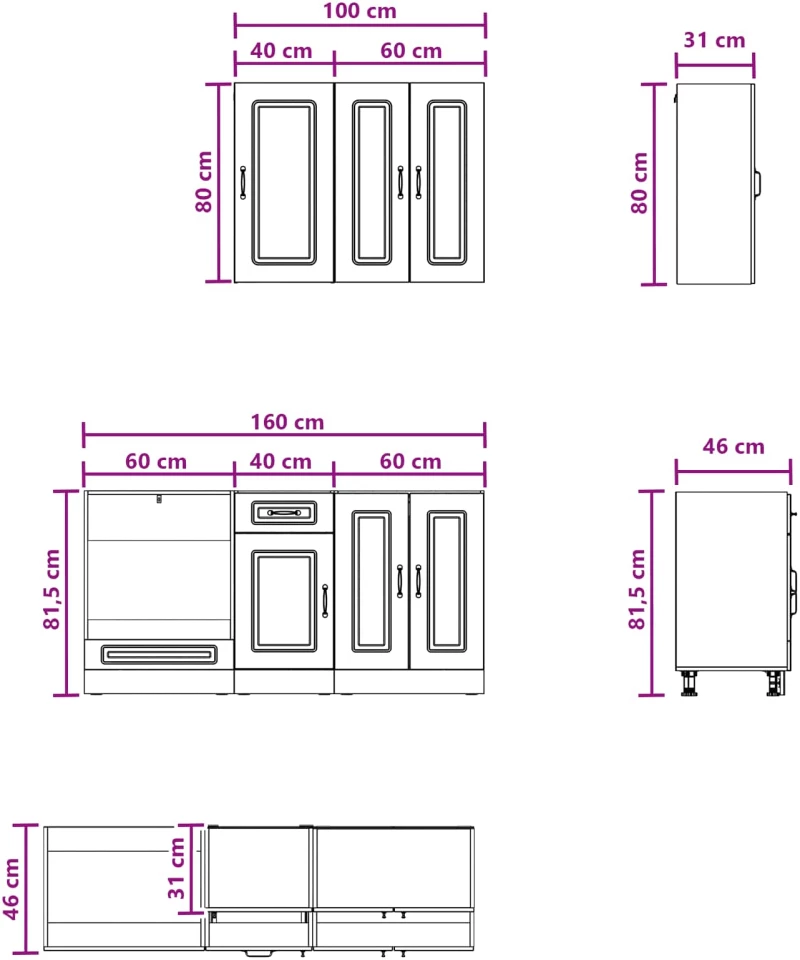 vidaXL Μονάδα κουζίνας KALMAR 5 pcs Καπνισμένο Ξύλο Δρυός