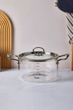 Stewehome Γυάλινη κατσαρόλα με καπάκι Πορτοκαλί 20x14 cm