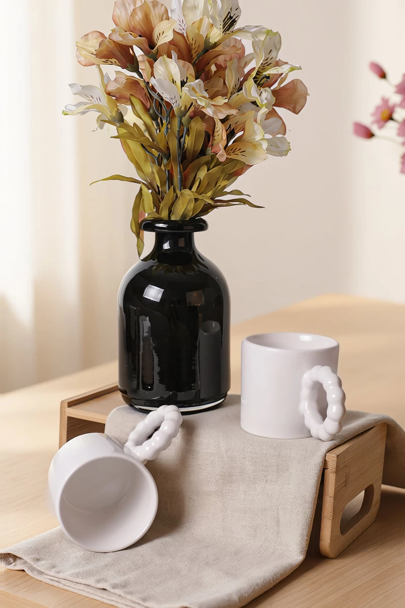 Stewehome Σετ 2 τεμαχίων κεραμικά φλιτζάνια 8 cm 260 ml μοντέρνου στυλ Λευκό