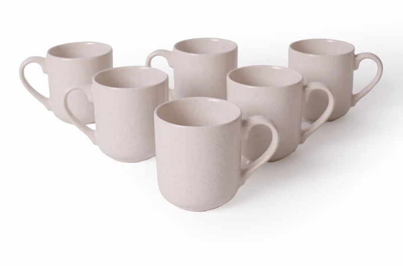 Stewehome Σετ 6 τεμαχίων κεραμικές κούπες 10 cm 450 ml μοντέρνου στυλ Κρεμ
