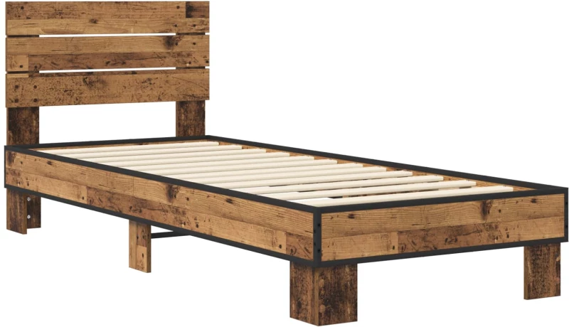 vidaXL Κρεβάτι με Κεφαλάρι Παλαιωμένο ξύλο 80 x 200 cm
