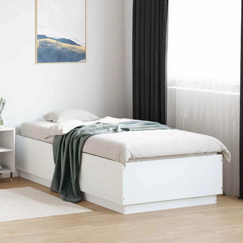 vidaXL Κρεβάτι με φωτισμό LED Λευκό 80 x 200 cm Επεξεργασμένο Ξύλο