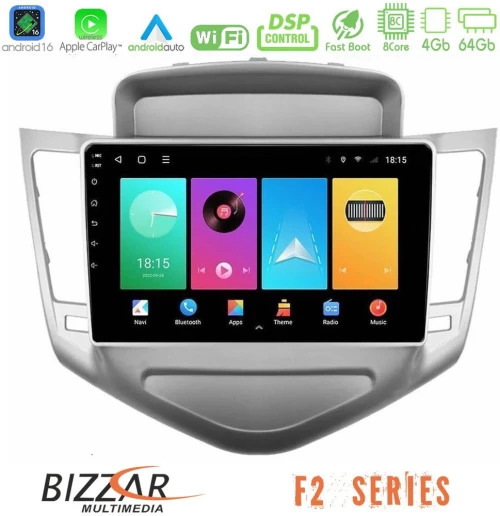 Bizzar F2 Series 8Core Android16 4+64GB  Chevrolet Cruze 2009-2012 Navigation Multimedia Tablet 9"