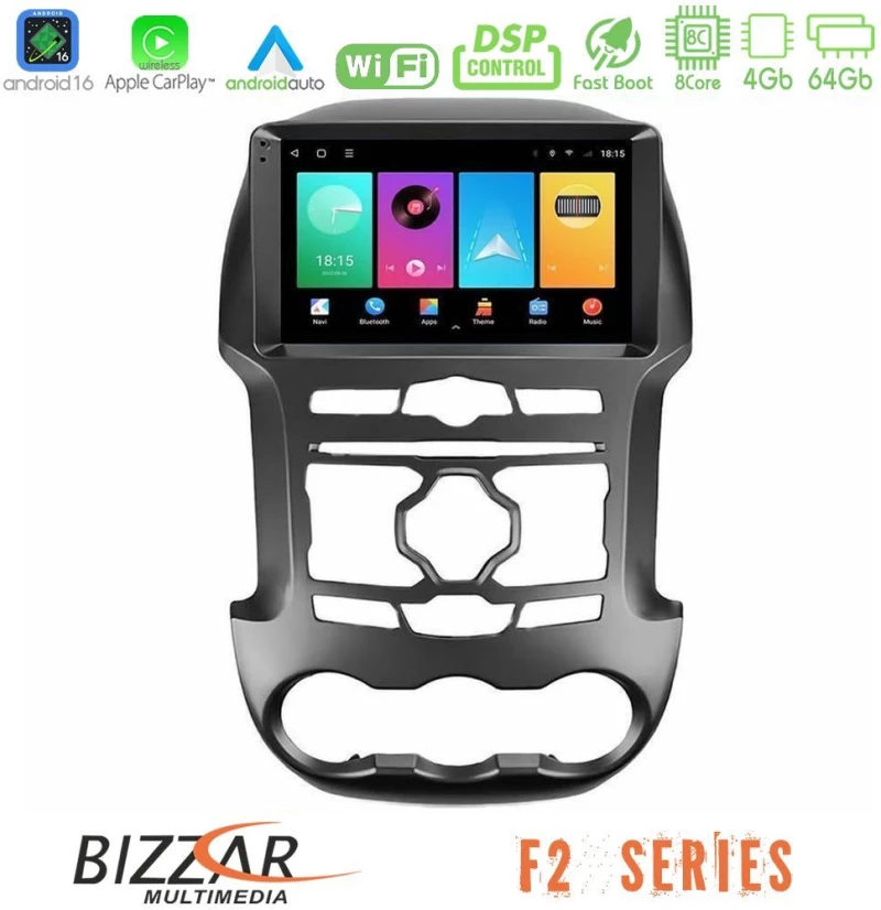Bizzar F2 Series 8Core Android16 4+64GB  Ford Ranger 2012-2016 Navigation Multimedia Tablet 9"