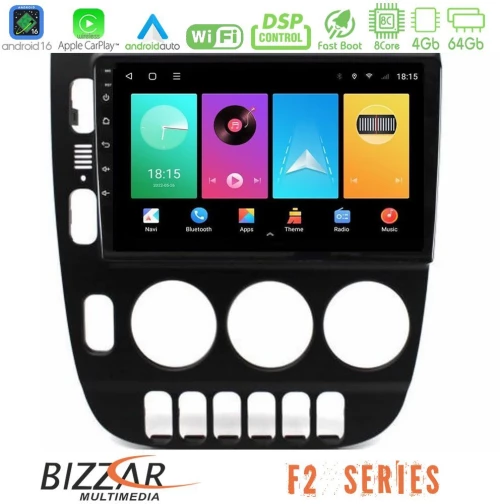 Bizzar F2 Series 8Core Android16 4+64GB Mercedes ML Class (W163) 1998-2005 Manual AC Navigation Multimedia Tablet 9"