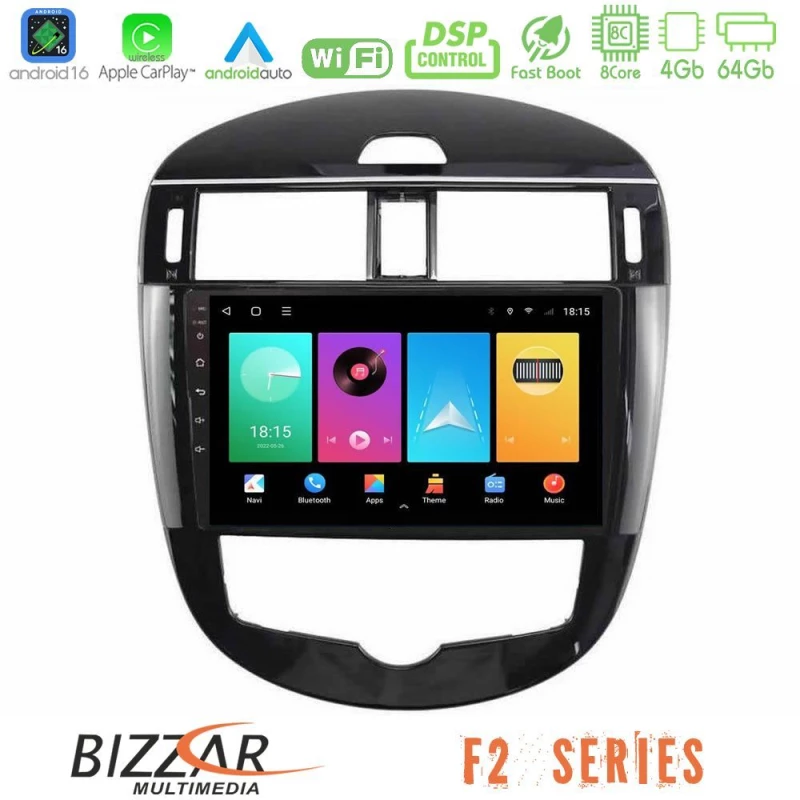 Bizzar F2 Series 8Core Android16 4+64GB  Nissan Pulsar 2015-2018 Navigation Multimedia Tablet 9"