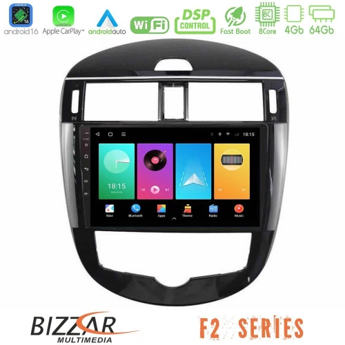 Bizzar F2 Series 8Core Android16 4+64GB  Nissan Pulsar 2015-2018 Navigation Multimedia Tablet 9"