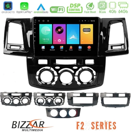 Bizzar F2 Series 8Core Android16 4+64GB Toyota Hilux 2007-2016 Navigation Multimedia Tablet 9"
