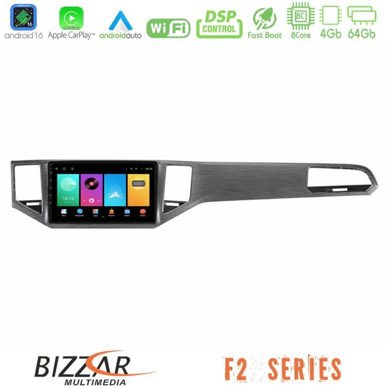 Bizzar F2 Series 8Core Android16 4+64GB     VW Sportsvan 2014-2020 Navigation Multimedia Tablet 9"  (Silver/Grey Color)