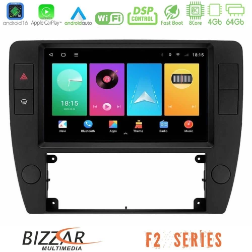 Bizzar F2 Series 8Core Android16 4+64GB  VW Passat B5 2001-2005 Navigation Multimedia Tablet 9"
