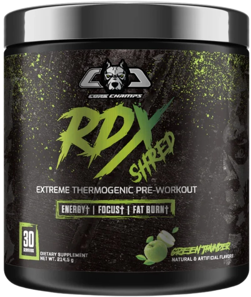Core Champs by Kai Greene RDX Shred | Extreme Thermogenic Pre-Workout [214.5 Γραμμάρια] Πράσινο μήλο