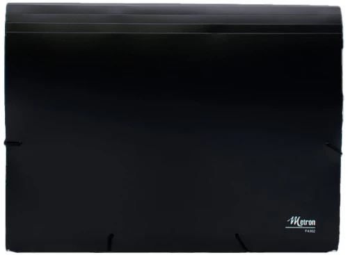 Ντοσιέ φυσαρμόνικα Metron 12 θέσεων με λάστιχο πλαστική μαύρη Α4 907.12.B
