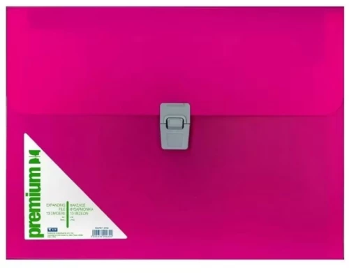 Φάκελος φυσαρμόνικα Premium A4 13 θέσεων με κουμπί φούξια