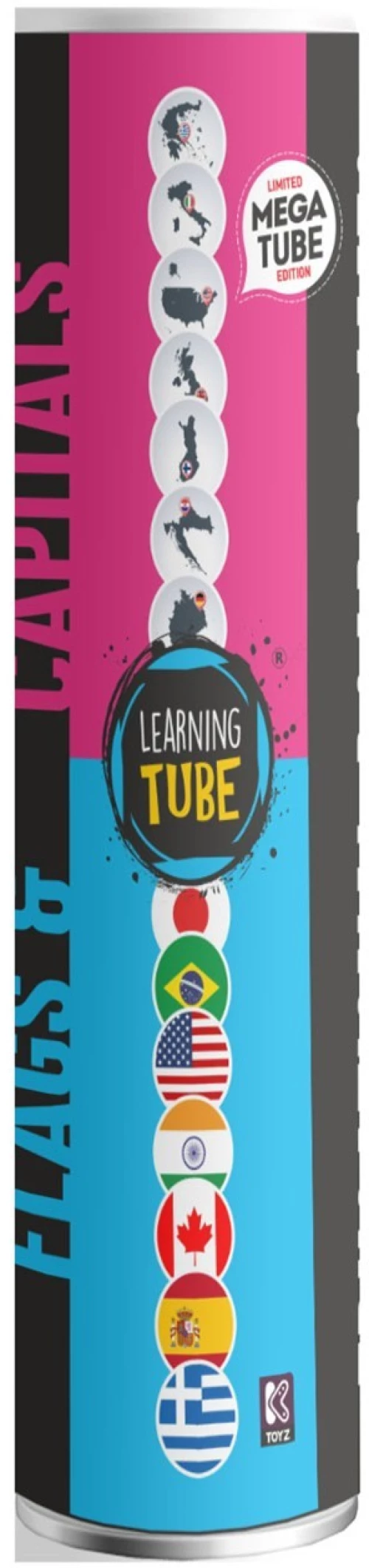 K-Toyz Learning Tubes: Mega Tube Flags & Capitals 40cm (English Language) (LT-027)