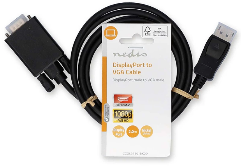NEDIS CCGL37301BK20 Καλώδιο εικόνας DisplayPort αρσ. - VGA αρσ., 2.00m σε μαύρο χρώμα