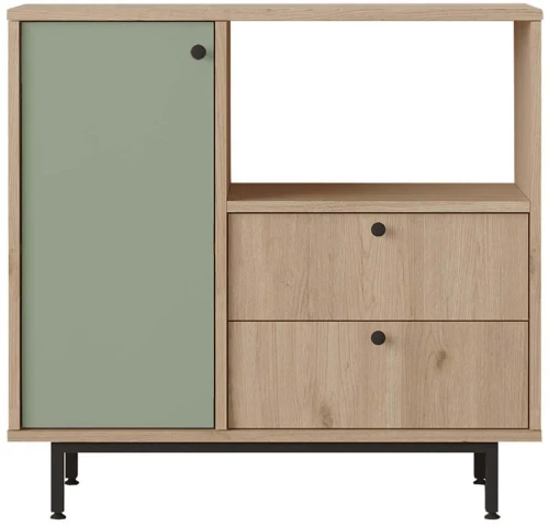 Ντουλάπι 956LCS3579 88x35,5x85cm Oak-Green Μοριοσανίδα, Μέταλλο