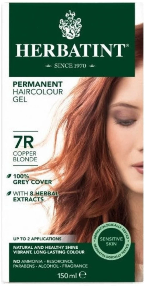 [3-2] Herbatint Permanent Gel Βαφή Μαλλιών Χωρίς Αμμωνία 7R Ξανθό Χάλκινο 150ml