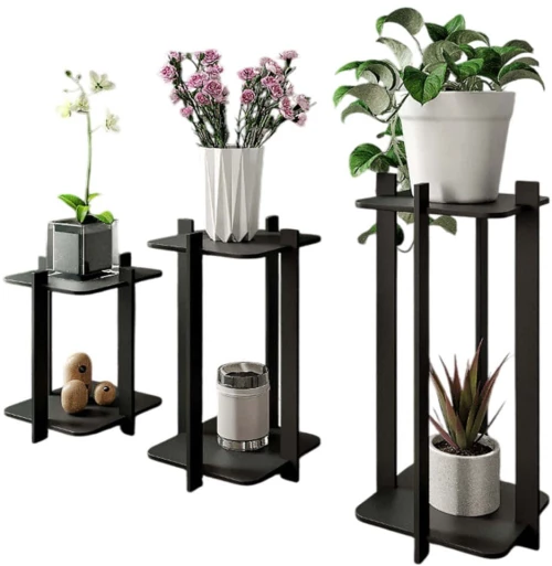Ανθοστήλη Square (Σετ 3Τμχ) 282PTR1304 23x23x30/40/50cm Black Hanah Home Mdf,Ξύλο