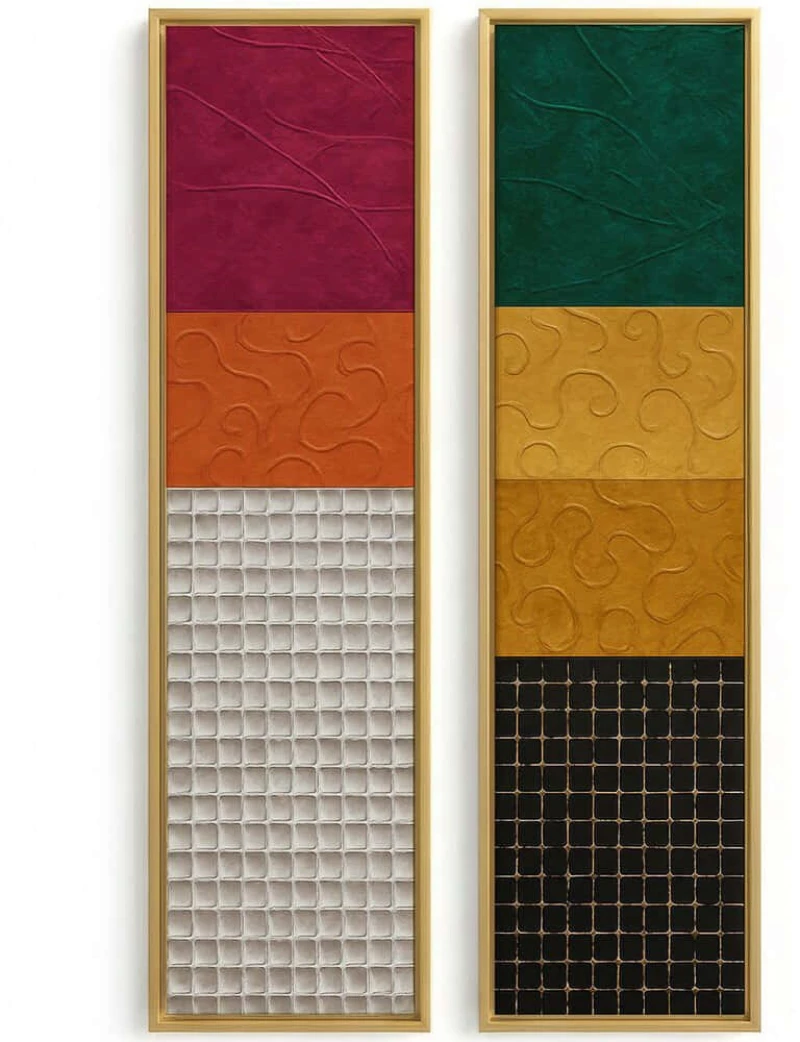 Κάδρα Huhu (Σετ 2Τμχ) 920MSN1101 25x100cm Multi Wallity Κάθετοι Αλουμίνιο,Καμβάς