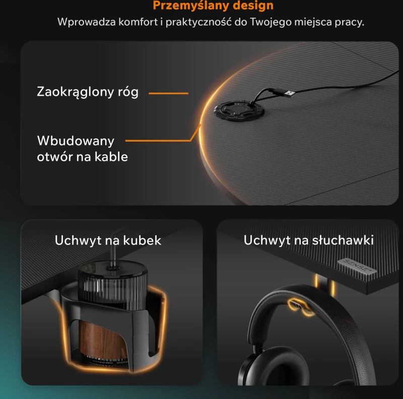 Biurko SENSE7 Rong narożne czarne