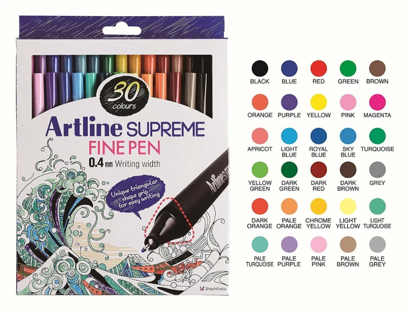 Μαρκαδόροι ARTLINE 0,4mm TIP FINE PEN 30 χρωμάτων EPFS-20030W