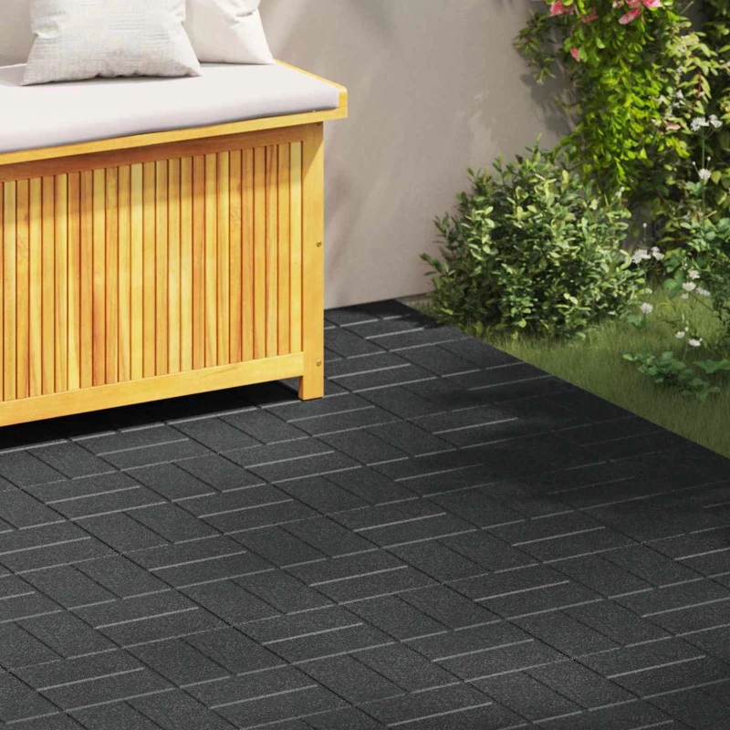 vidaXL Πέτρα βήματος 6 pcs Μαύρο 40,5 x 40,5 x 2 εκ. Λάστιχο