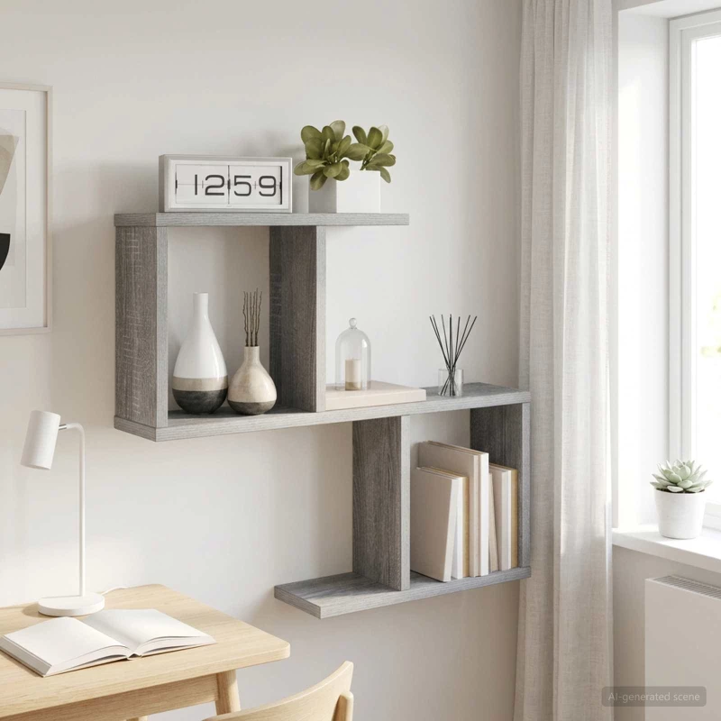 vidaXL Ράφι Τοίχου Γκρι Sonoma 60 x 12 x 50,5 εκ Επεξεργασμένο Ξύλο