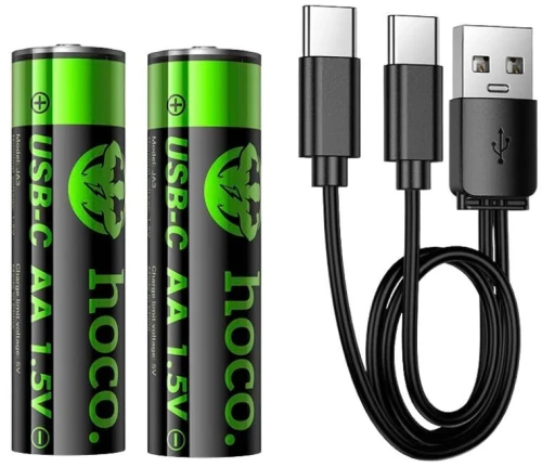 Hoco JA3 Επαναφορτιζόμενες Μπαταρίες Λιθίου AA 1,5V USB-C 2 Τεμάχια