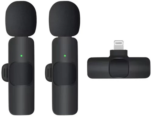 Techsuit Plug & Play Lavalier Ασύρματο Μικρόφωνο με δέκτη, βύσμα Lightning (2 pack) Black