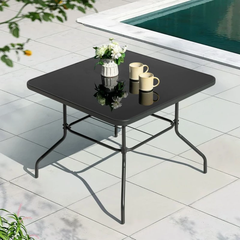 PROFIT ΤΡΑΠΕΖΙ 4ΓΩΝΟ ΜΕΤΑΛΛΙΚΟ ΜΑΥΡΟ 90Χ90x70cm