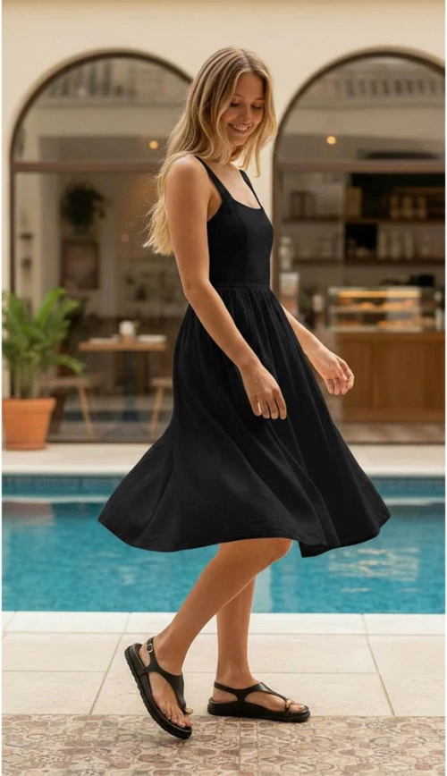 REINA SANDAL - BLACK 100% Δερμάτινα