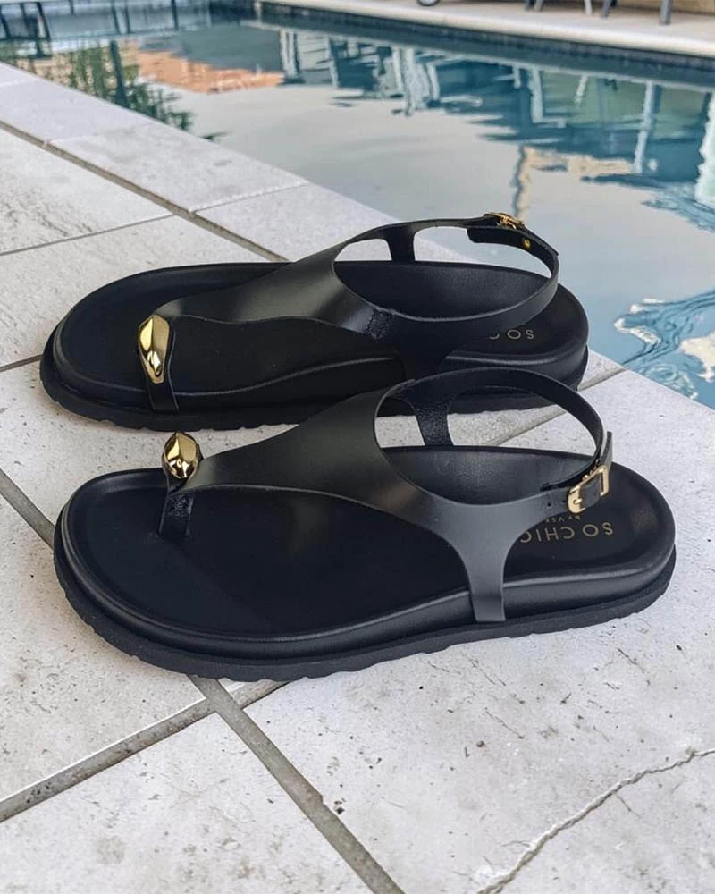 REINA SANDAL - BLACK 100% Δερμάτινα