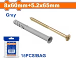 Wadfow WXTP921 Βισμα Πλαστικο Χτυπητο Βιδα 8χ60mm 5.2x65mm 15τμχ.