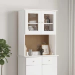 vidaXL Πάνω Ντουλάπι-Βιτρίνα ALTA Λευκό 77x30x92 εκ. Μασίφ Ξύλο Πεύκου