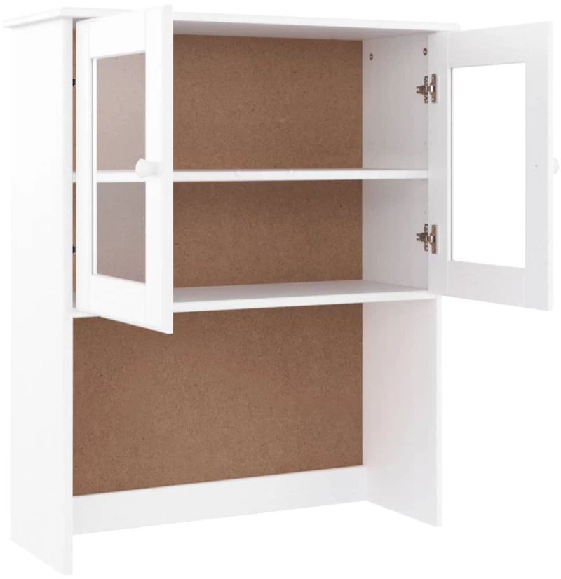 vidaXL Πάνω Ντουλάπι-Βιτρίνα ALTA Λευκό 77x30x92 εκ. Μασίφ Ξύλο Πεύκου