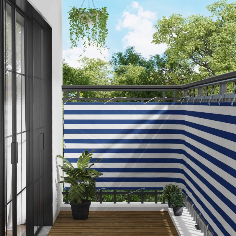Οθόνη Μπαλκονιού Μπλε και άσπρο 110 x 500 cm Ύφασμα Όξφορντ |42030650