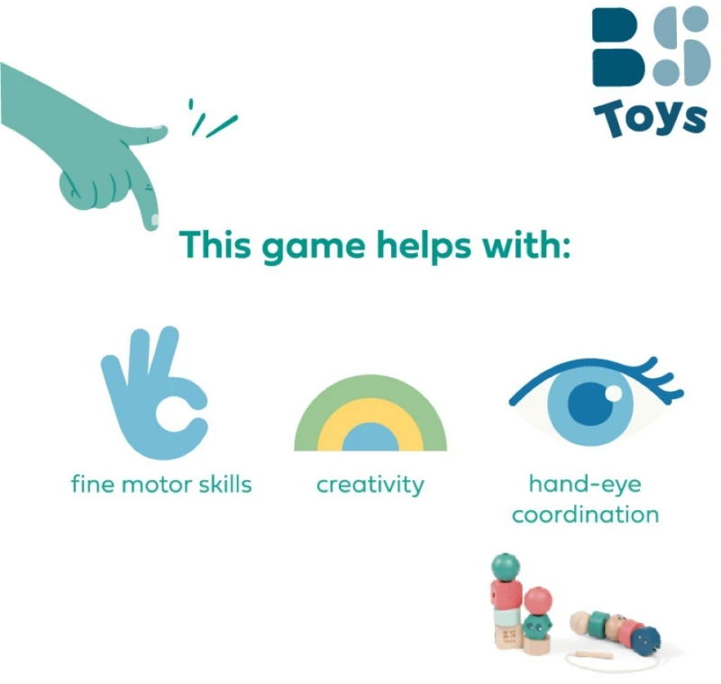 Bs Toys – Ξύλινο Παιχνίδι Λεπτής Κινητικότητας με Χάντρες
