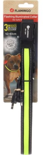 Περιλαίμιο Σκύλου Flamingo Flitzy Black & Yellow L 42-63cm 25mm